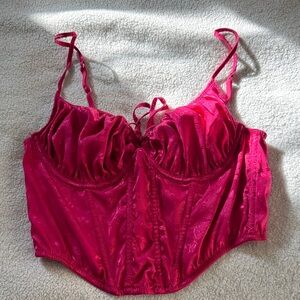 Urban Outfitters Fuchsia Satin Corset Top
